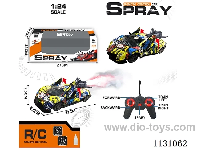 1:24 27MHZ rc car with light/spray not included battery(2 models mixed)