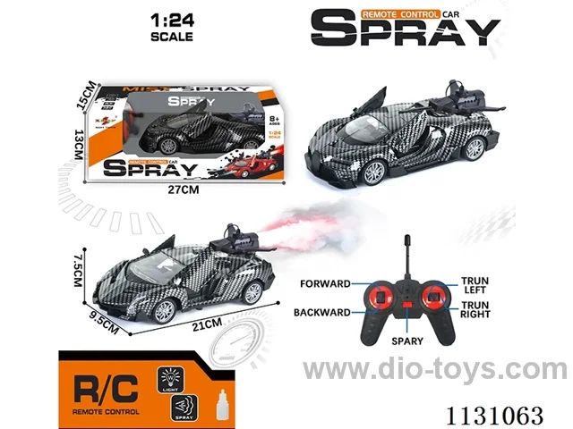 1:24 27MHZ rc car with light/spray not included battery(2 models mixed)