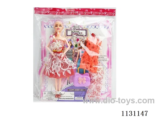 11.5" 28cm 9 jointed Barbie + clothes + suitcase + fairy wand Multi-mixed