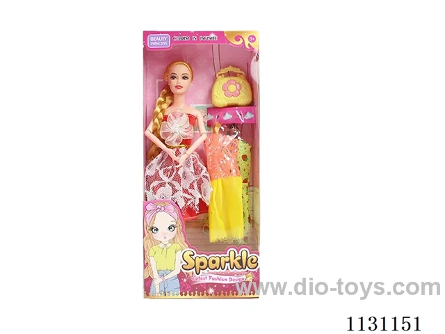 11.5 inch 28 cm 9 joints long whip Barbie + clothes + bags + shoes ( Multi-mixed)