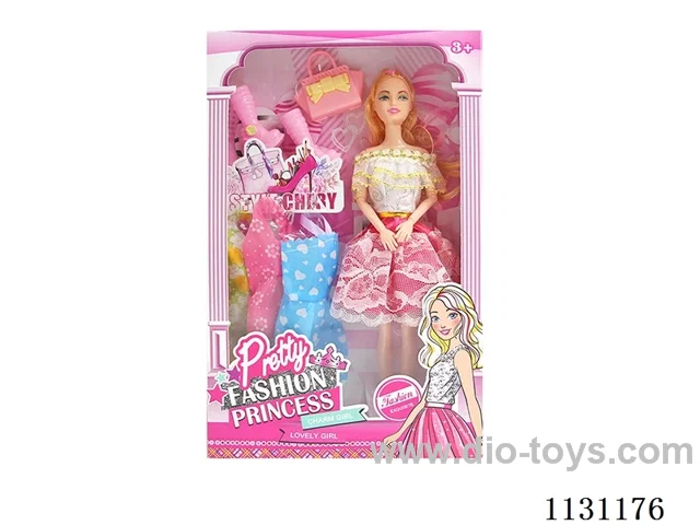 11" 28cm 9 joints Barbie + shoes, bag + clothes (various mix)