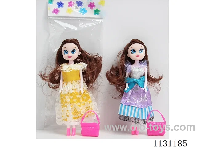 7" 16cm 5 jointed dolls + handbag, mixed bag