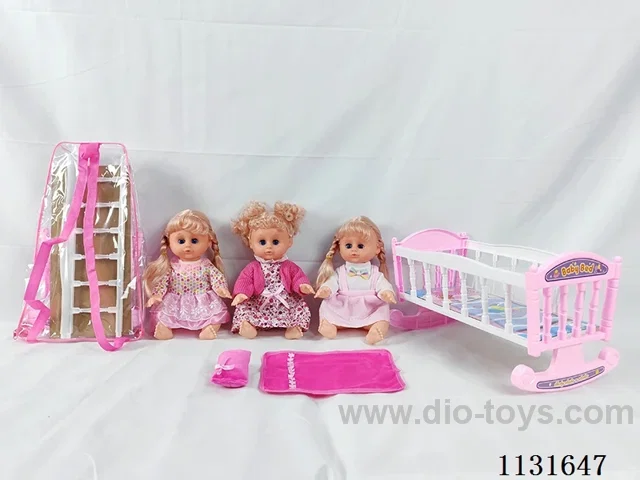 14" Doll with English IC, Plastic Bed, Pillow and Quilt