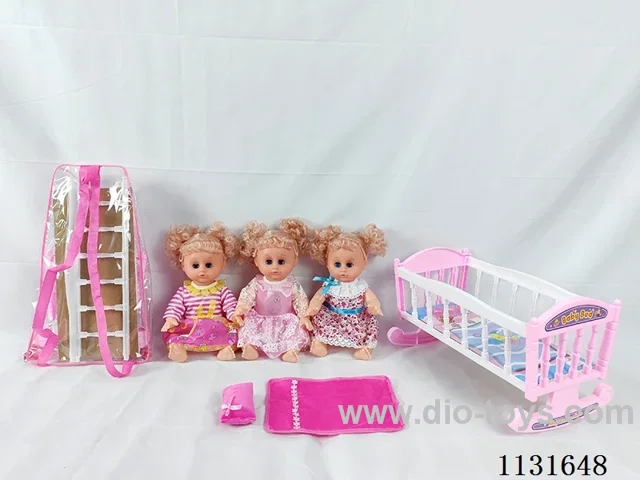 14" Doll with English IC, Plastic Bed, Pillow, Quilt