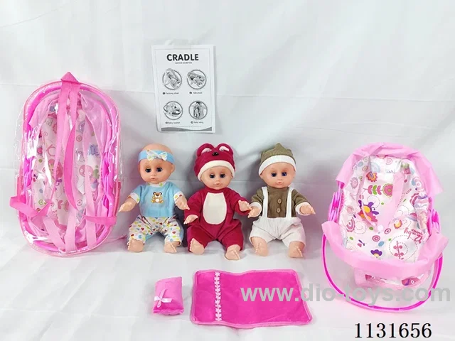 14 inch doll with English IC, multifunctional cradle, pillow, quilt