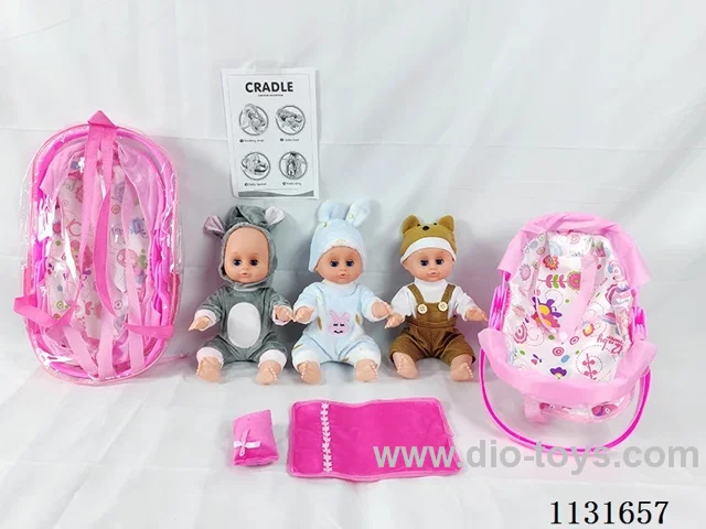 14 inch doll with English IC, multifunctional cradle, pillow, quilt