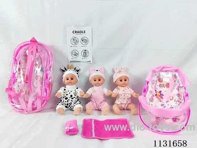 14 inch doll with English IC, multifunctional cradle, pillow, quilt