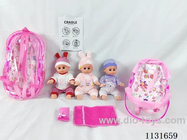 14 inch doll with English IC, multifunctional cradle, pillow and quilt