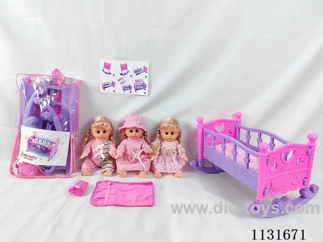 14 inch doll with English IC, trumpet blow up shaker, pillow, quilt