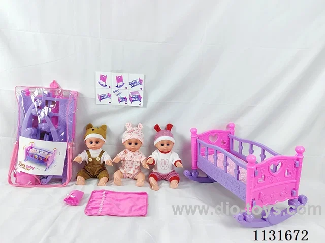 14 inch doll with English IC, trumpet blow up shaker, pillow, quilt