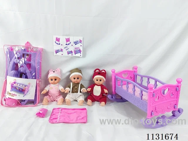 14 inch doll with English IC, trumpet blow up shaker, pillow, quilt