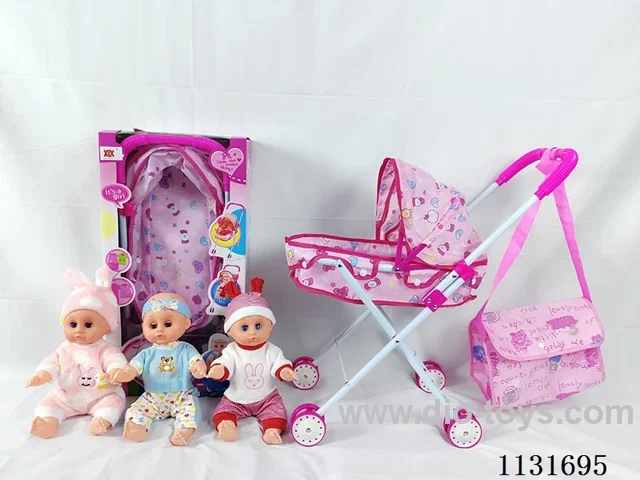 14" Doll with English IC, Iron Trolley, Bag