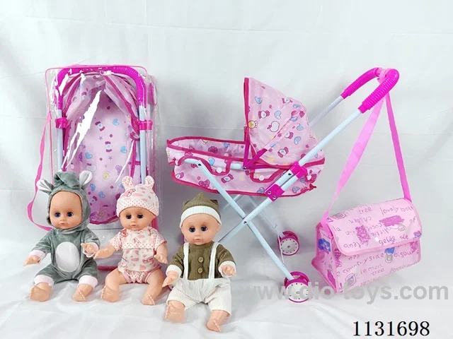 14 inch doll with English IC, iron stroller, bag