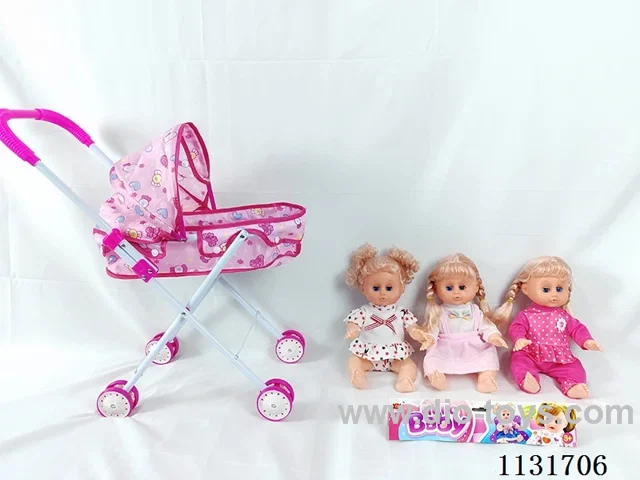14" Doll with English IC, Iron Trolley