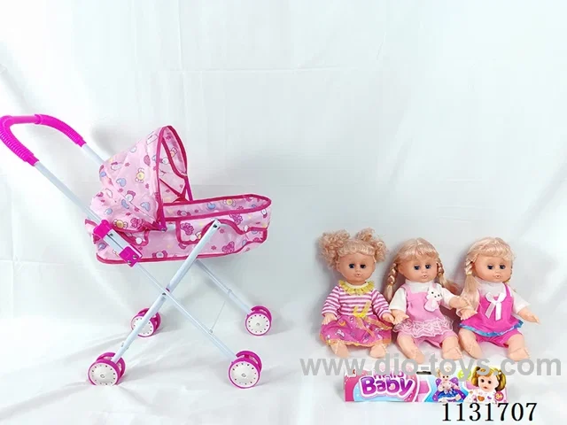 14" Doll with English IC, Iron Trolley