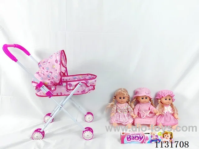 14" Doll with English IC, Iron Pushchair