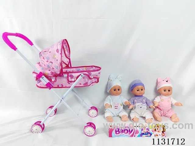 14 inch doll with English IC, iron push cart