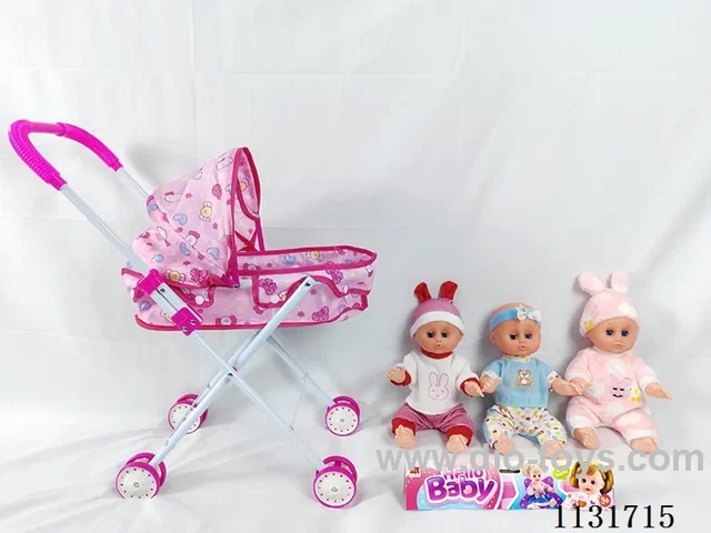 14 inch doll with English IC, iron push cart