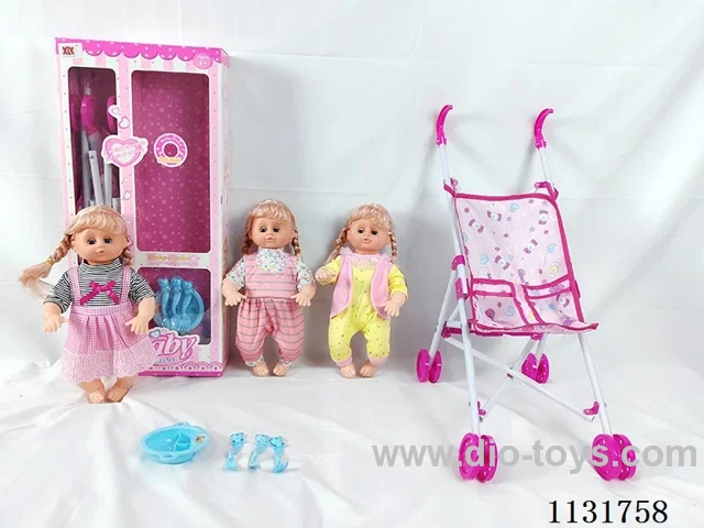 16 inch doll with English IC, plastic push cart