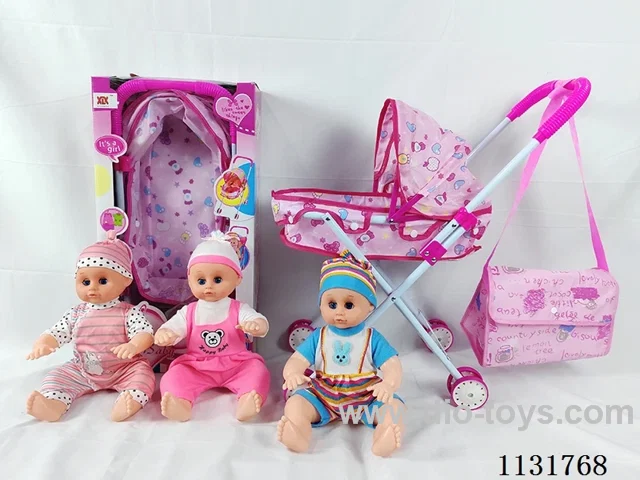 16 inch dolls with English IC, iron stroller, bag