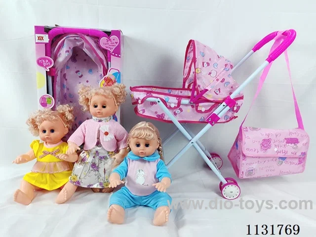 16 inch doll with English IC, iron trolley, bag