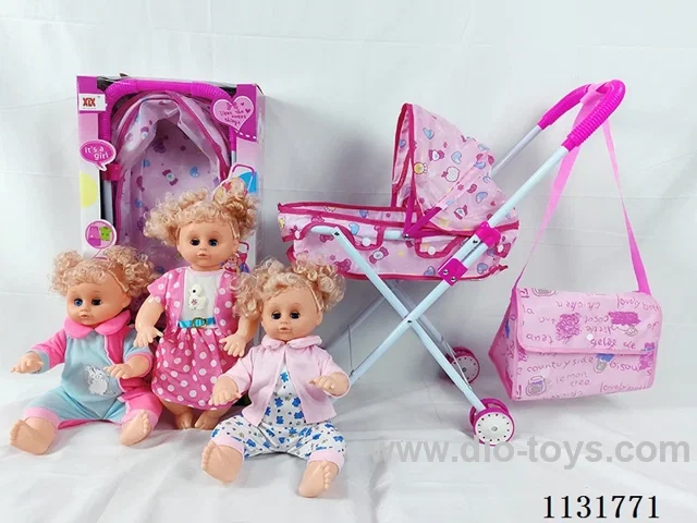 16 inch dolls with English IC, iron trolley, bag