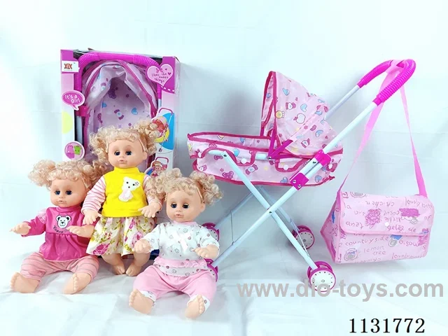 16 inch dolls with English IC, iron trolley, bag