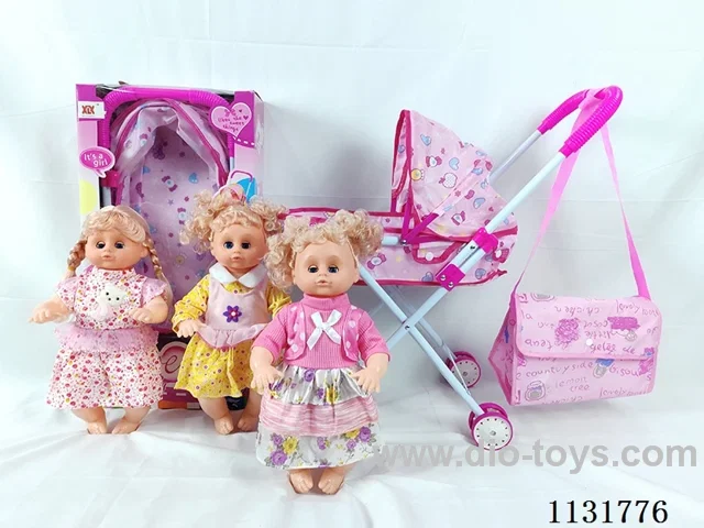 16 inch doll with English IC, iron trolley, bag
