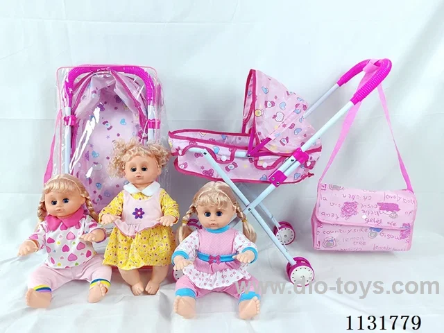 16 inch doll with English IC, iron cart, bag
