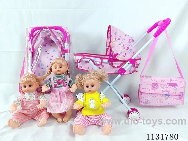 16" Doll with English IC, Iron Trolley, Bag