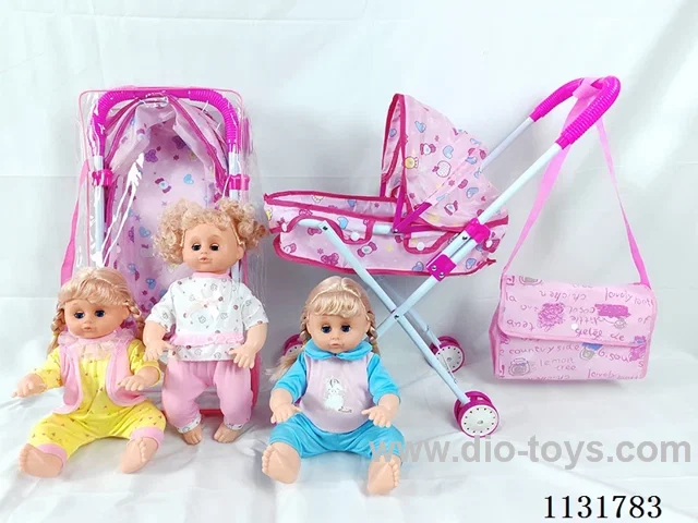 16 inch doll with English IC, iron stroller, bag