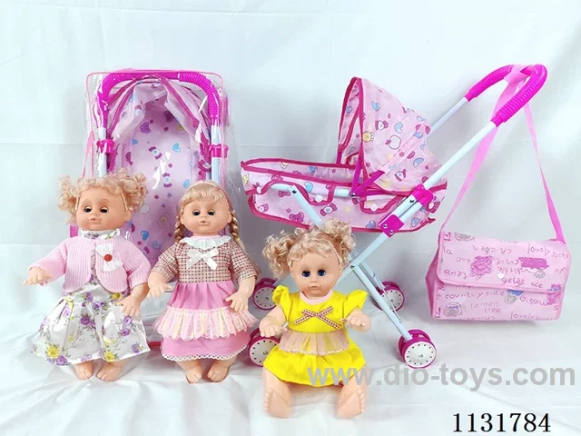 16 inch doll with English IC, iron stroller, bag