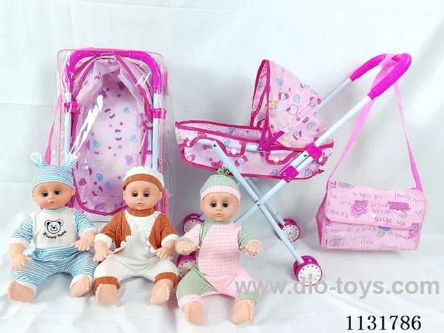 16 inch doll with English IC, iron stroller, bag