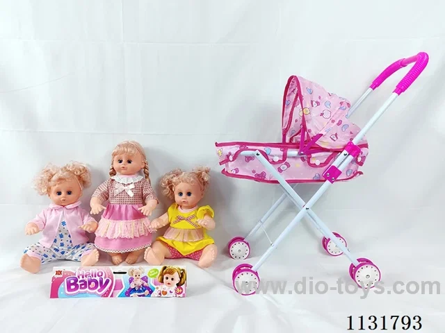 16 inch doll with English IC, iron pushchair