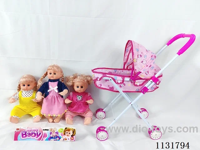 16 inch doll with English IC, iron push cart
