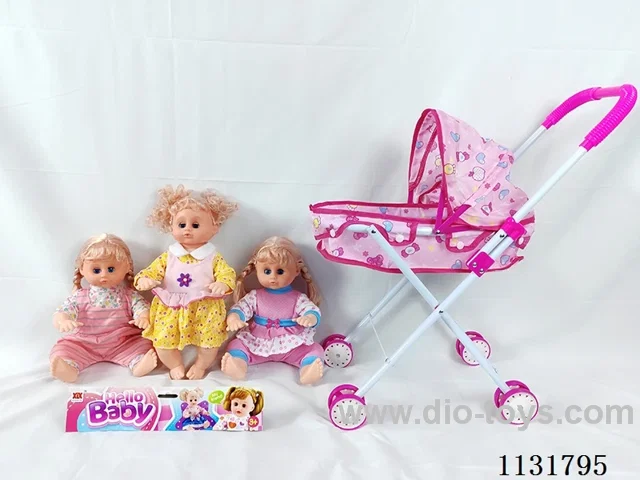 16 inch doll with English IC, iron push cart