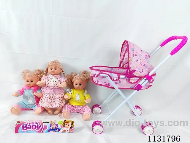 16 inch doll with English IC, iron push cart