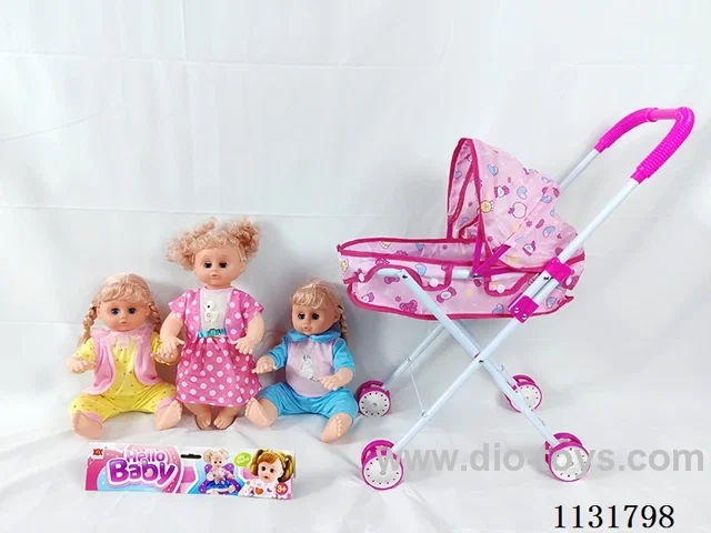16 inch doll with English IC, iron push cart