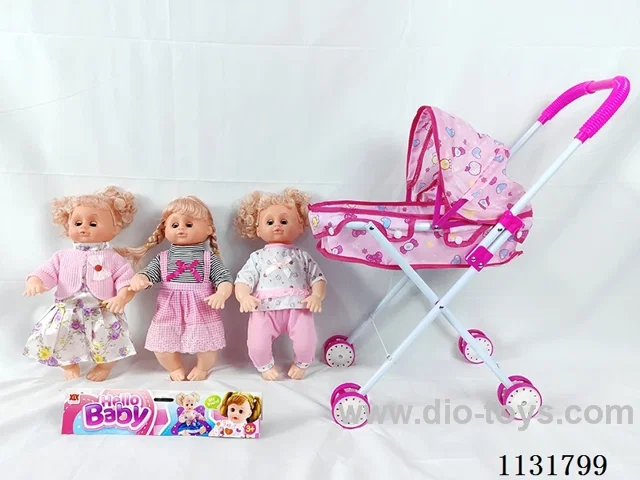 16 inch doll with English IC, iron push cart