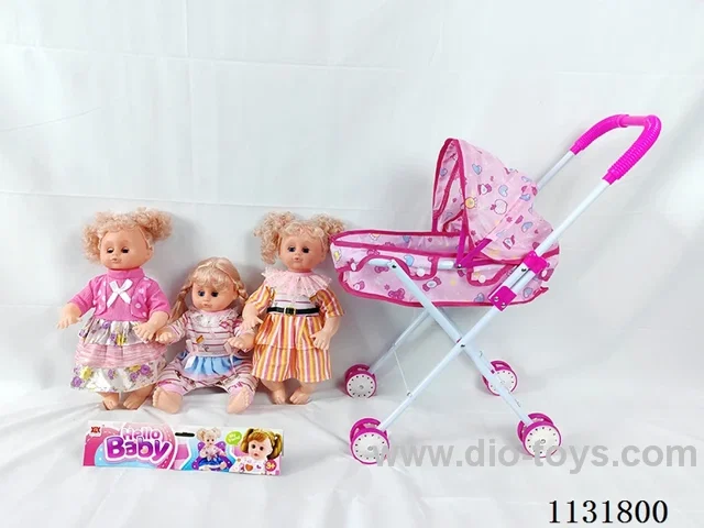 16 inch doll with English IC, iron push cart