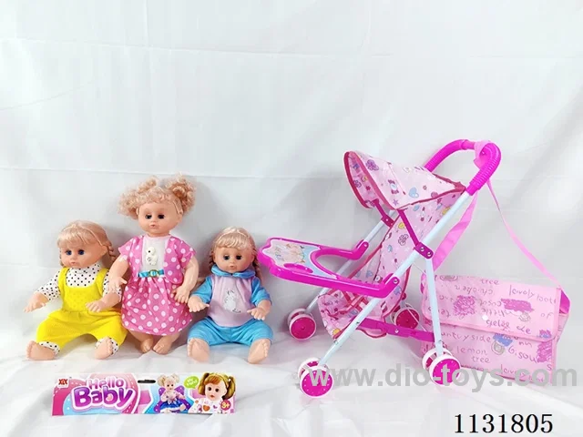 16" Doll with English IC, Iron Trolley, Bag
