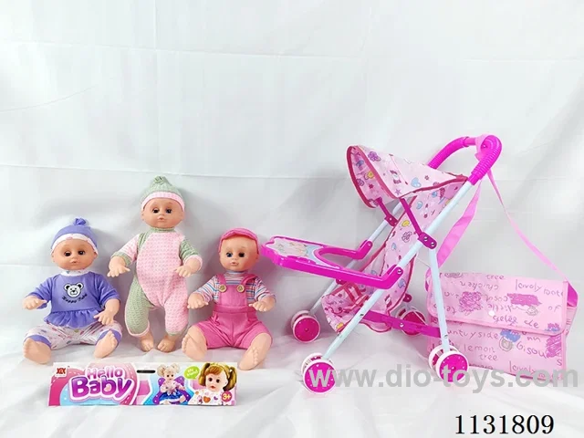 16 inch doll with English IC, iron stroller, bag
