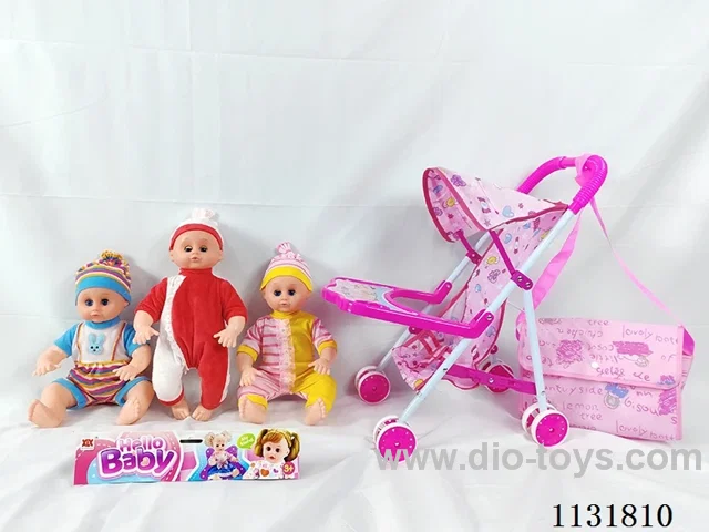 16 inch doll with English IC, iron stroller, bag