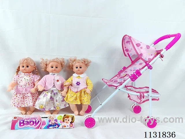 16 inch doll with English IC, iron car