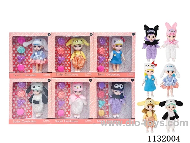 6 inch solid 13 jointed 3D eye doll with accessories