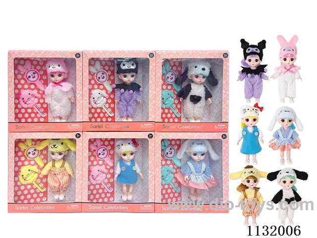 6" Solid 13 Articulated 3D Eye Doll with Accessories