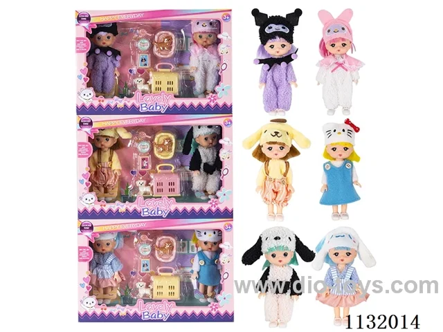 6" Solid Doll w/accessory (2pcs)