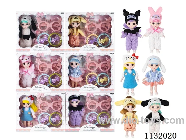 6" Solid 13 Articulated 3D Eye Doll with Accessories