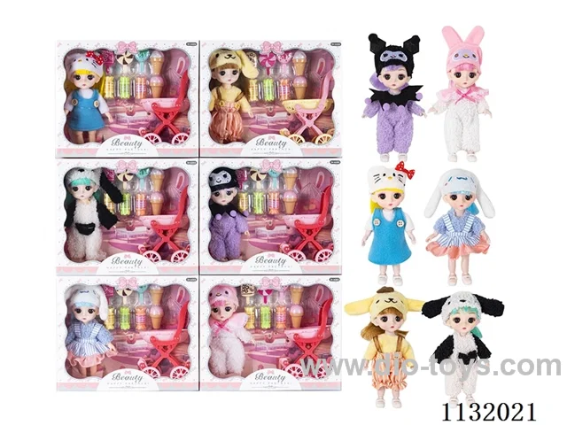 6" Solid 13 Articulated 3D Eye Doll with Accessories