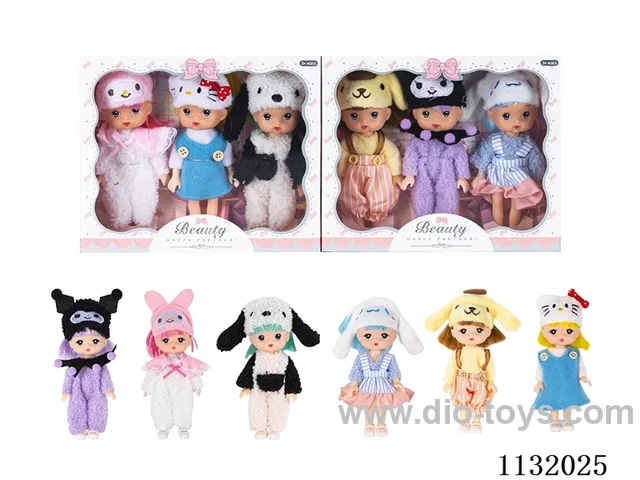 6" Solid Doll Set of 3